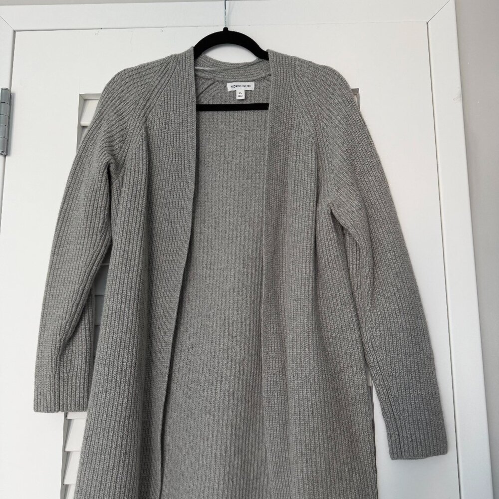 Nordstrom Rib Long Cardigan GREY MEDIUM HEATHER, Size X-Small